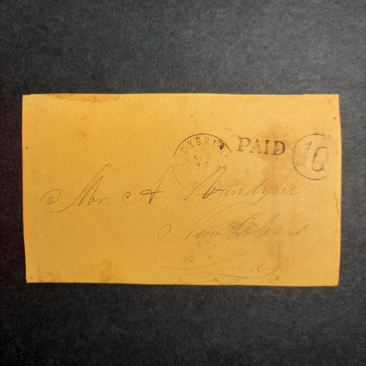 1862-3 Confederate States cover Vicksburg, Mississippi Double Circle CSA Paid 10 Circled to New Orleans, Louisiana