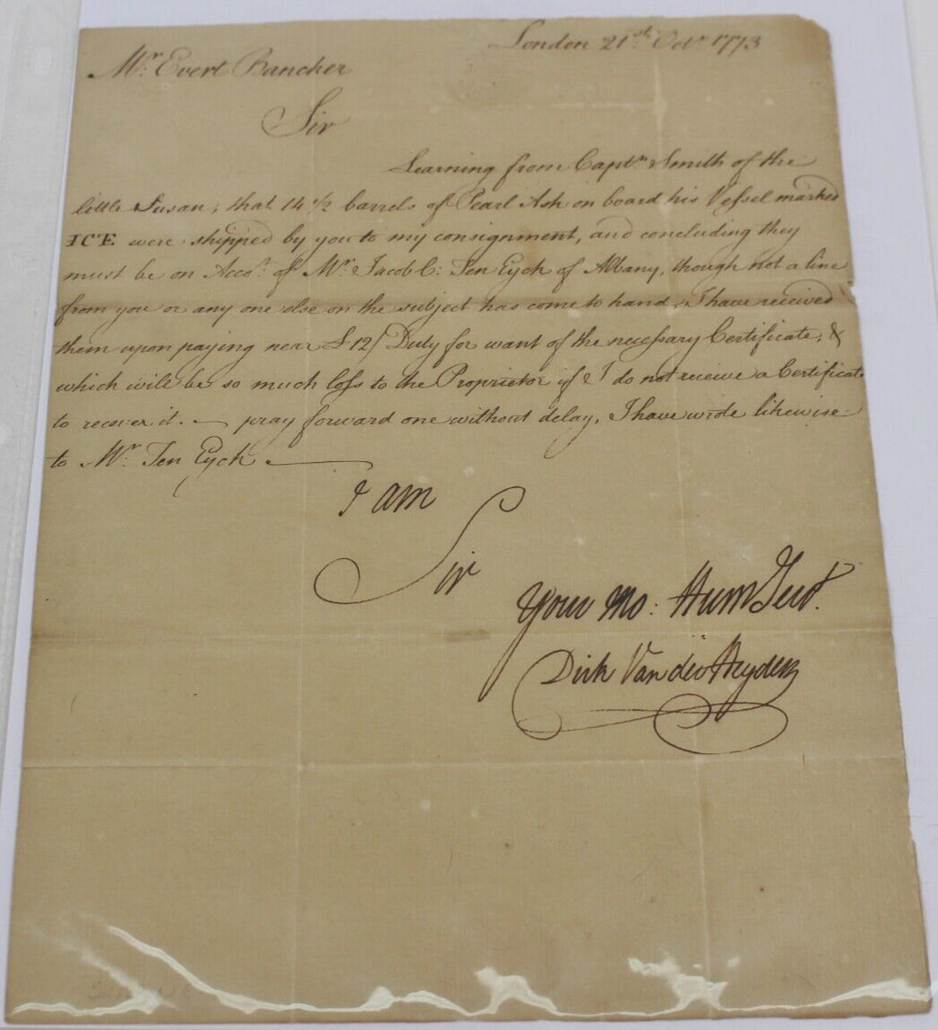 1773-1774 Dirk Vanderheyden to Evert Bancker
