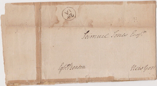 1791 US Congress, Egbert Benson of New York, Stampless Signed + "Free" Inked Franked Cover, with Franklin (Bishop) Mark, to Samuel Jones, NY