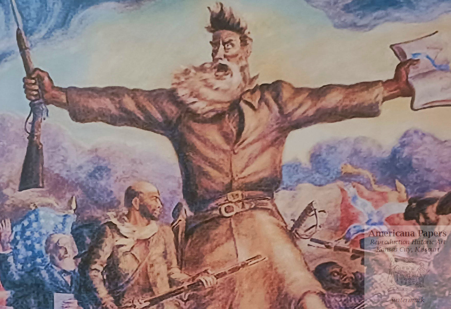 Tragic Prelude Reproduction 13x19 Lithograph Print, John Brown, Bleeding Kansas & Civil War, John Steuart Curry 1942