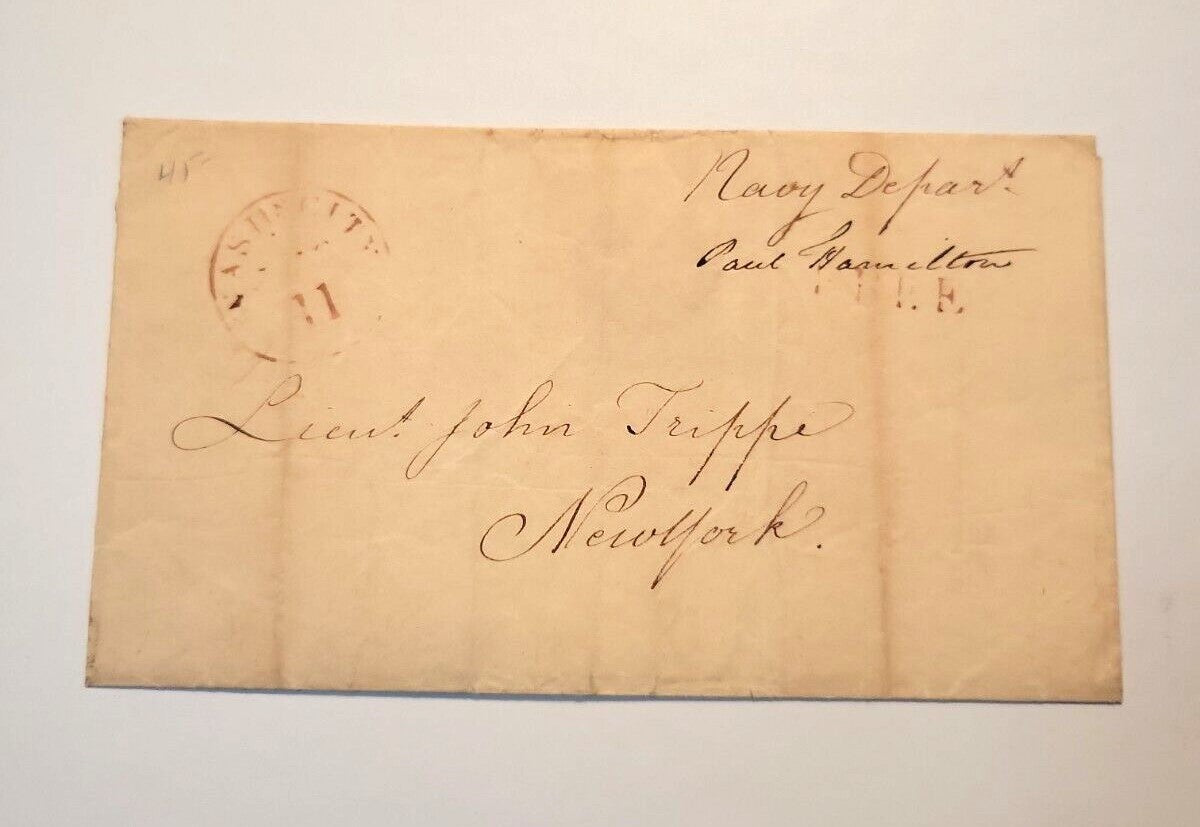 1809 Paul Hamilton, autograph, Third US Navy Secretary (Madison), free frank Washington CDS cover to Lieutenant John Trippe, New York