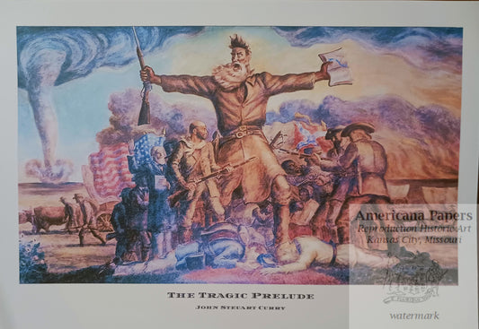 Tragic Prelude Reproduction 13x19 Lithograph Print, John Brown, Bleeding Kansas & Civil War, John Steuart Curry 1942