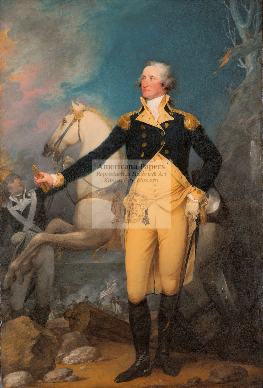 Canvas Print General George Washington at Trenton 11x16 by John Trumbull 1792 Oil Painting